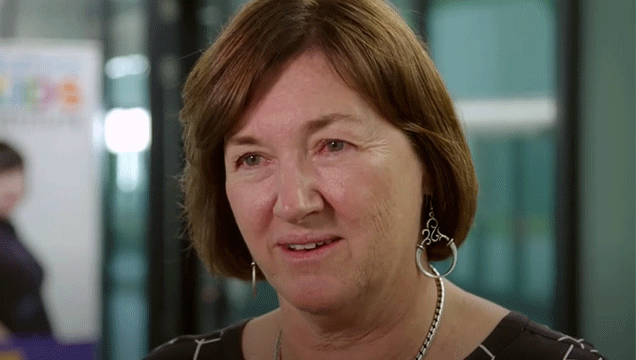 Professor Elizabeth Elliott looks toward the camera whilst talking.