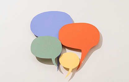 Group of 4 speech bubbles linked together